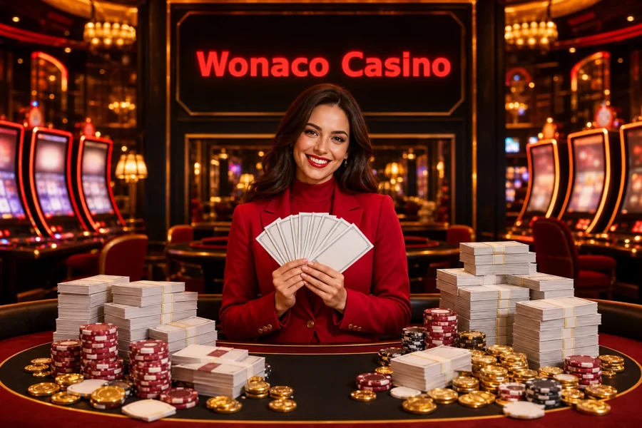 Wonaco Casino lobby with Gates of Olympus and live roulette